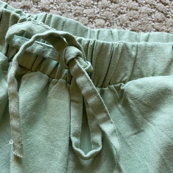 Green wide leg linen pants - Picture 3 of 10